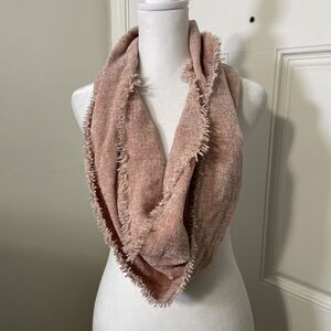 Charter Club Chenille Infinity Scarf Solid Pink Blush Woven Loop Fringed